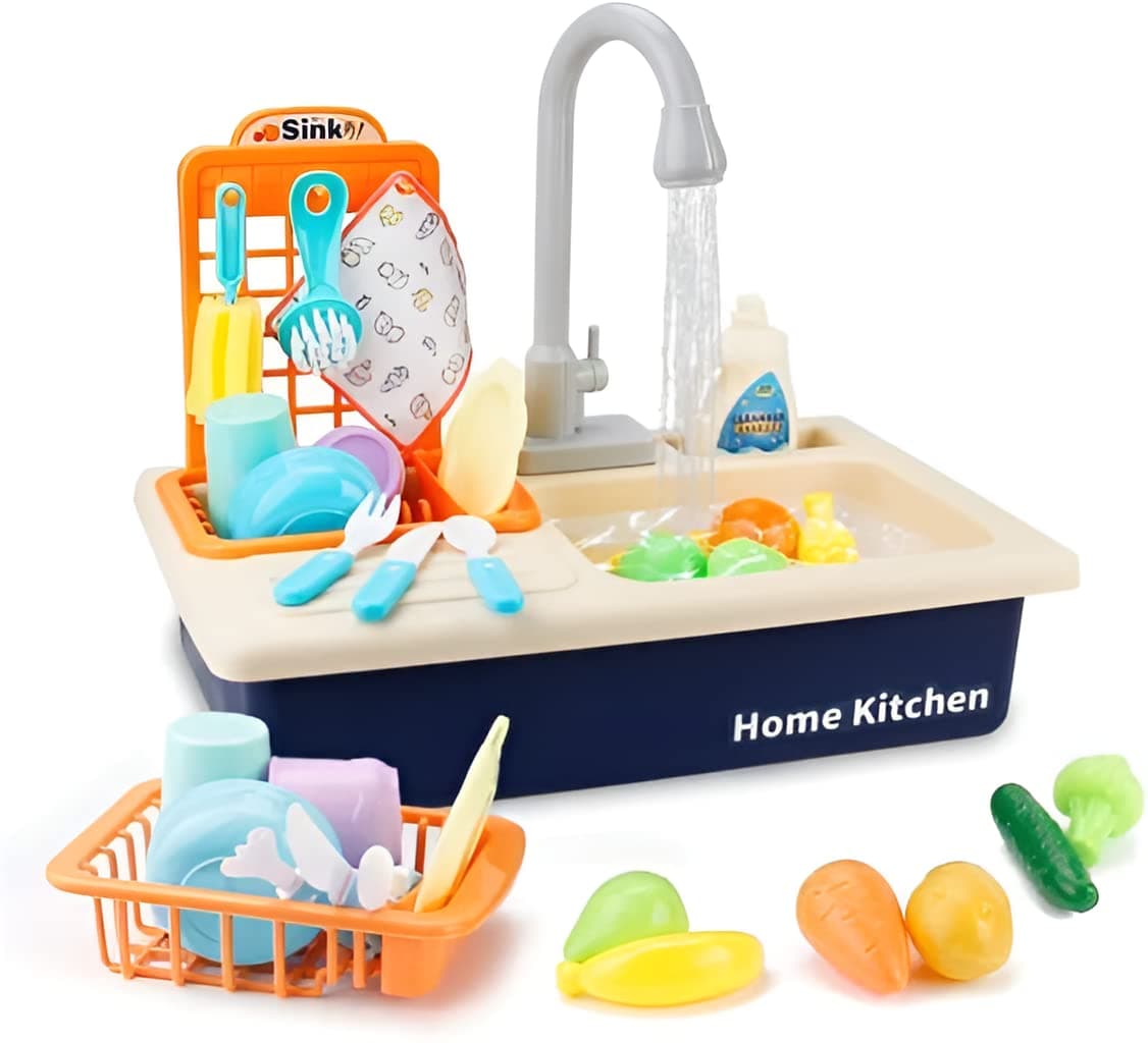PayTag Wash Basin Kitchen Set - Complete Play Kitchen Sink with Accessories - Realistic Water Flow, Cooking Utensils & Dishes - Perfect for Kids' Role Play & Imaginative Fun Ideal Gift for Young Chefs