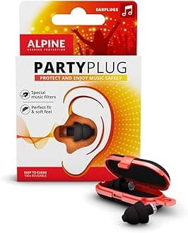 AlpinePartyPlug Concert Ear Plugs - Noise Reduction Ear Plugs for Party, Concert, Festival and Music - 19dB - 1 Pair Reusable Soft Black Earplugs