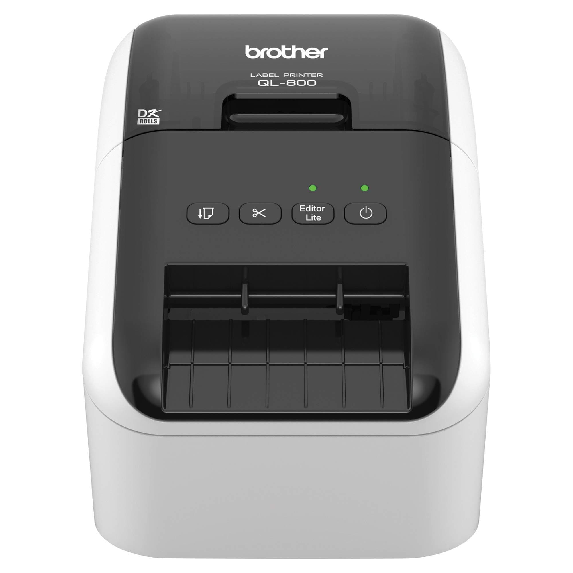 Brother QL-800 High-Speed Professional Printer, Plug & Label Feature, Genuine DK Pre-Sized, Multi-System Compatible – Black & Red Printing Available (Required USB Cable Included)