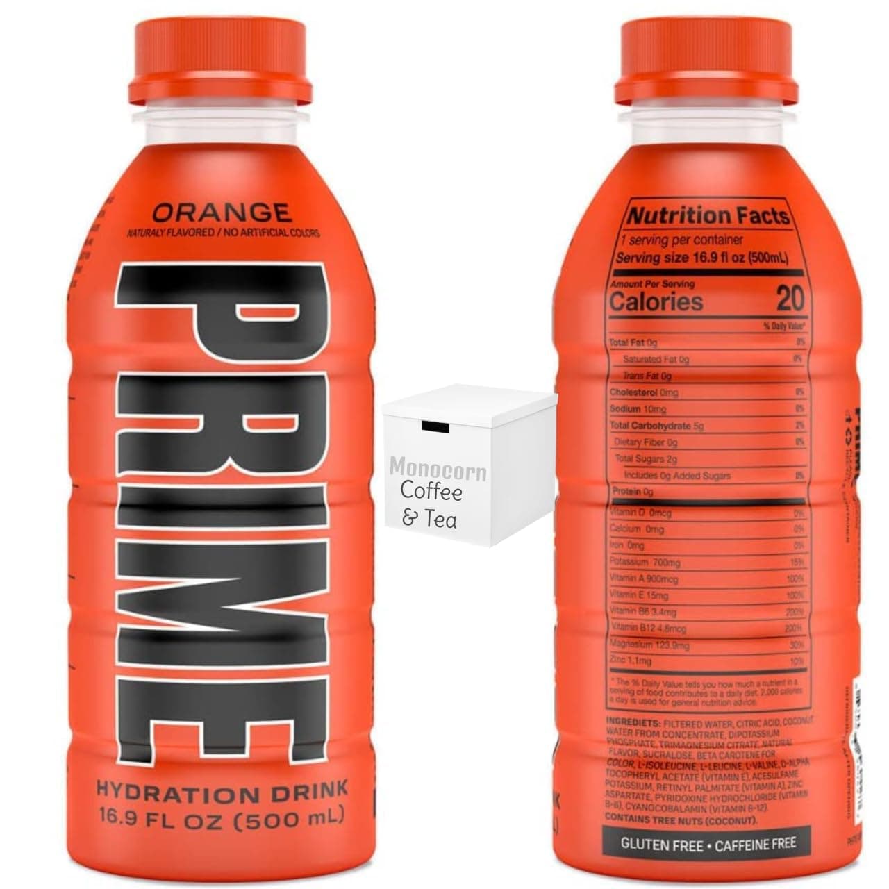 Prime Hydration Drink Bundle - 16.9 oz Prime Hydration Sports Drink and Electrolyte Beverage in Monocorn Premium Box! (Orange, Pack of 2)