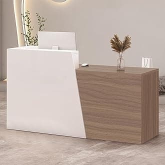 Retail Reception Desk with Storage, Modern Checkout Counter for Store, Anti-Scratch Front Desk for Salon, Boutique, Cafe – Easy Assembly N 70.9" × 16.5" × 39.4"