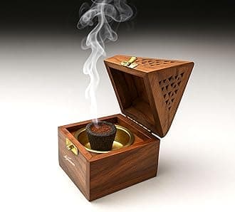 SIGNAMIO® Wooden Sambrani Dhoop Stand Incense Holder: Perfect Pooja Room Stand Decoration Item, Dhup Dani & Doopam Holder, Essential Puja Item for Home Mandir and Pooja Thali Set Rituals-DN-1