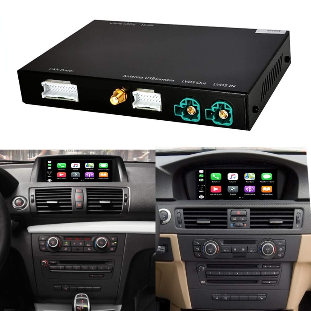 Road Top Retrofit Kit Decoder with Wireless CarPlay & Android Auto Mirrorlink Navigation for BMW 1 3 5 6 7 Series X1 X3 X5 X6 CIC System E70 E71 F25 E84 F02 F10 2008-2012 Year(Don't fit for F20 f30