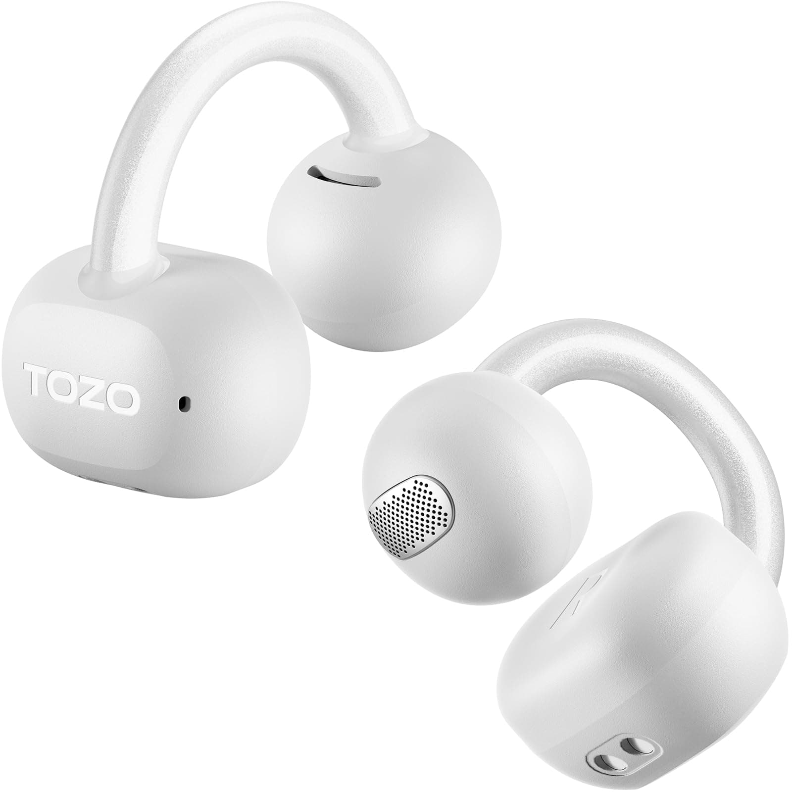 O2 True Open Ear Wireless Headphones Lightweight with Multi-Angle Adjustment, Bluetooth 5.3 Earbuds with Dual-Axis Design for Long-Lasting Comfort, Crystal-Clear Calls for Driving, White