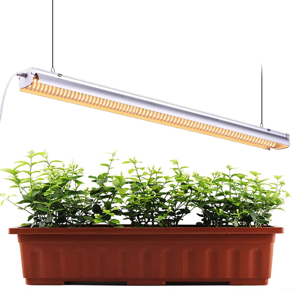 4FT White Light Full Spectrum LED Grow Light, 64W Integrated Growing Lamp Fixture, Grow Shop Light, with ON/Off Switch Plug and Play