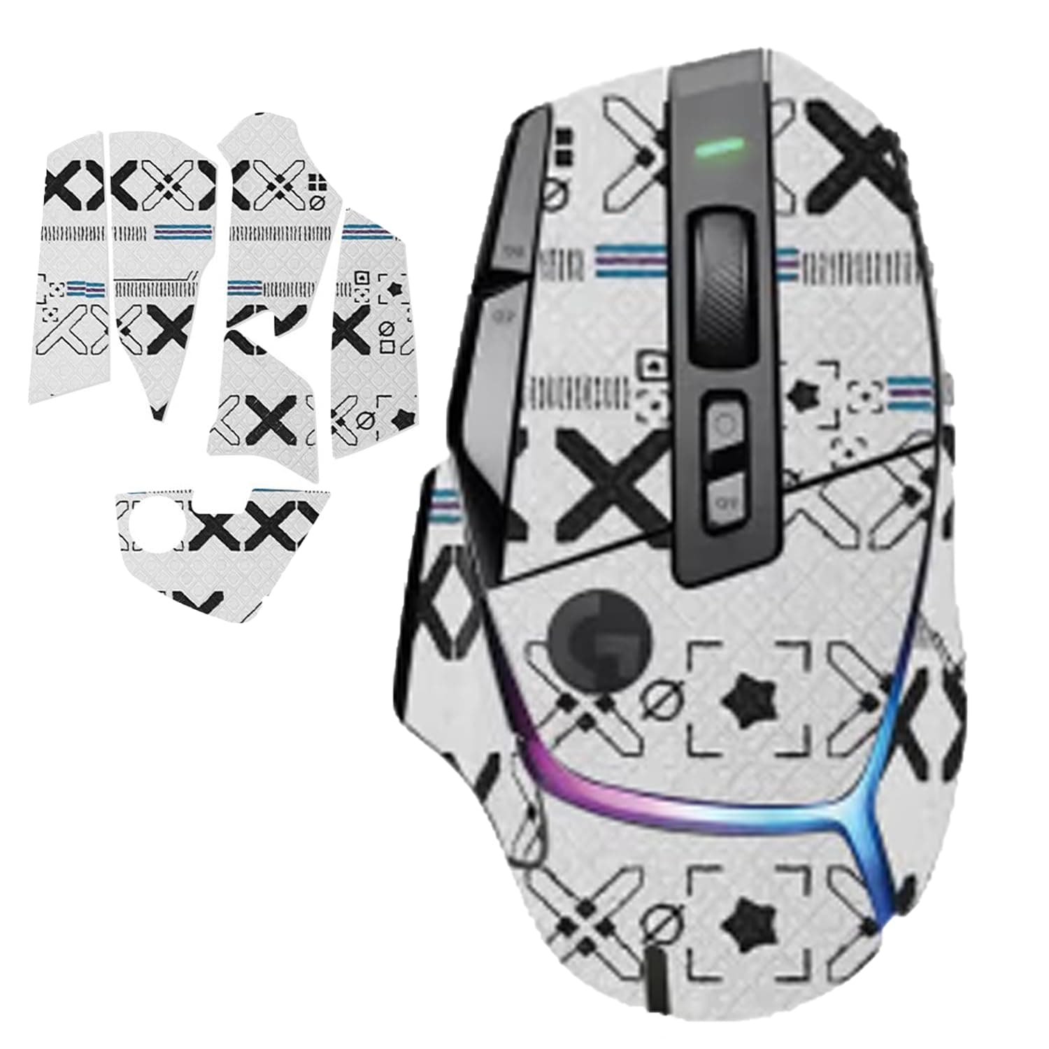 Mouse Grip Tape Full Coverage for Logitech G502 X/G502 X Plus Gaming Mouse, Mouse Anti Slip Grip Tape,Self-Adhesive PreCut Sweat-Resistant Professional Mice Upgrade Kit(White)