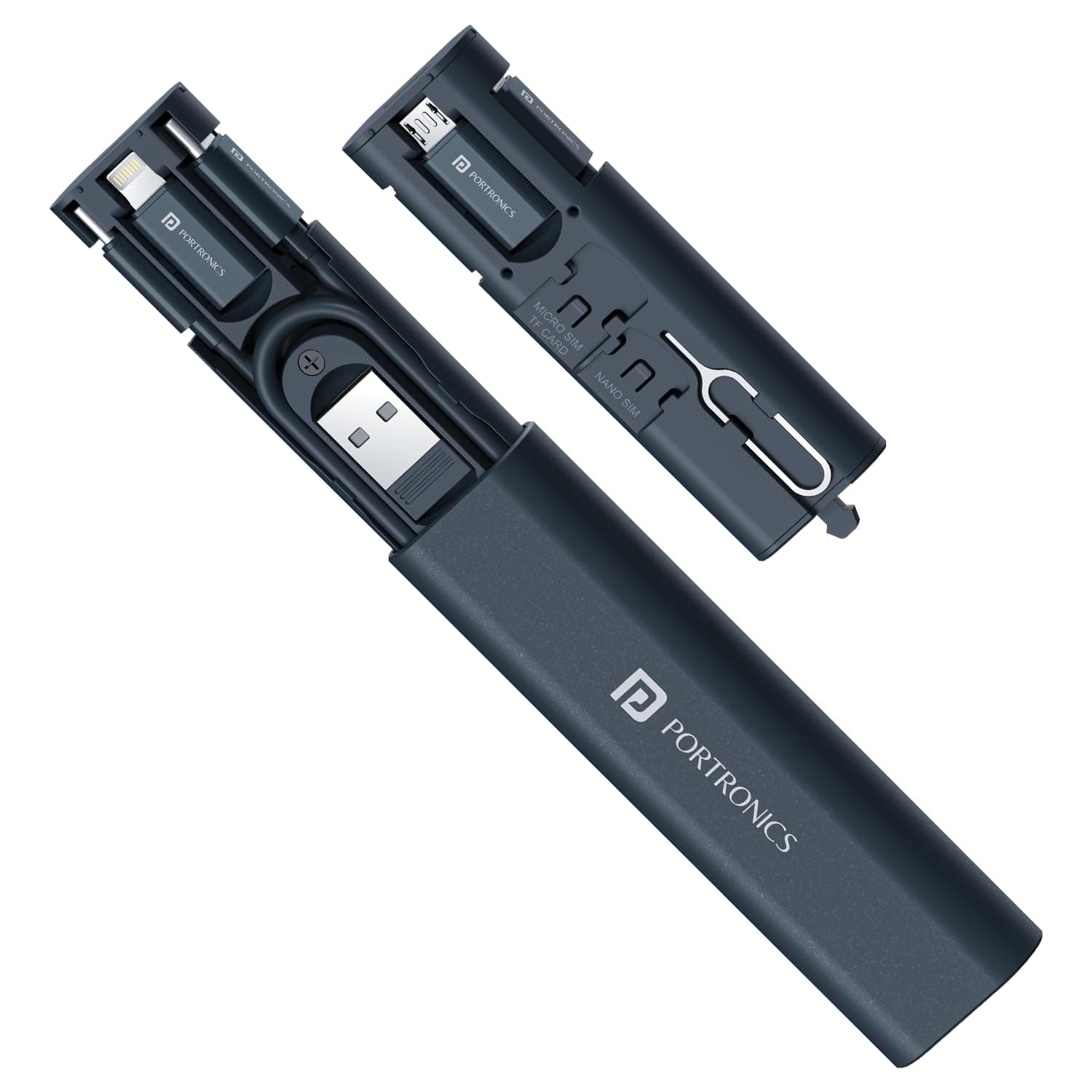 Snapcase 3 60W Multifunctional Fast Charging Data Cable Kit, Conversion Set USB A & Type C to Male Micro/Type C/Lightning, Data Transfer, Sim Storage, Sim Eject Pin, Pocket Size(Blue)