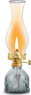 GXFCCYXT Oil Lamps for Indoor Use -11''×3'' Grey Vintage Kerosene Lamp Crimped Top Chimney Beautifully Carved Oil Lamp for Home Tabletop Emergency Lighting Decor Oil Lamp Props