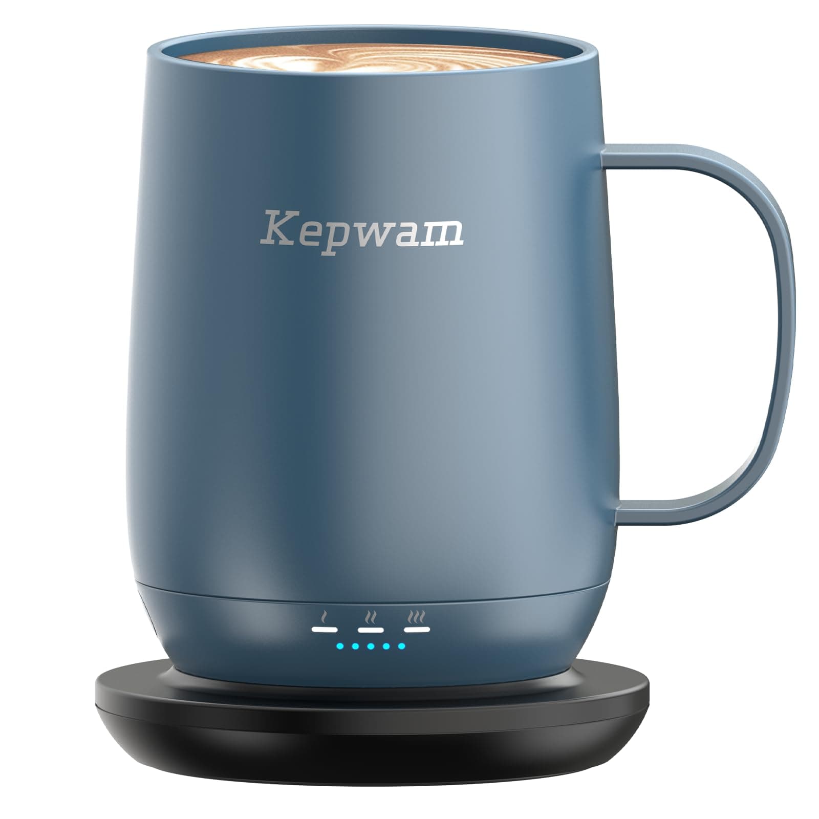 Kepwam Self Heating Coffee Mug T2, 16oz Smart Heated Coffee Mug, 150 Min Battery Life - Hot up to 149℉ Temperature Control Coffee Mug Warmer, Gifts for Dad Mom (No APP)