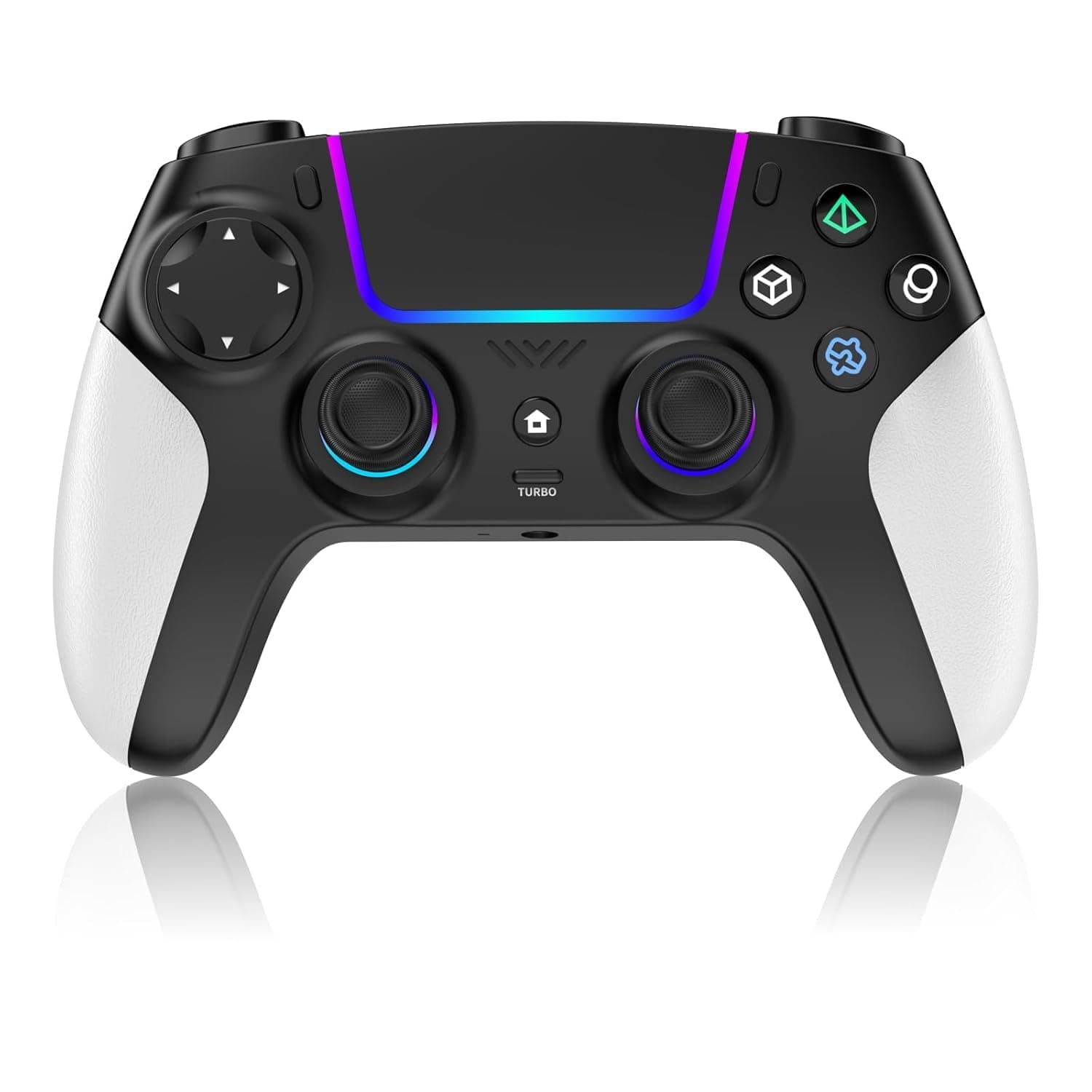 VidPPluing Wireless Controller Compatible with P5/Android/IOS/MAC/Steam Deck, Game Controller with LED Lighting/Hall Effect Trigger/Turbo/Share Function - White