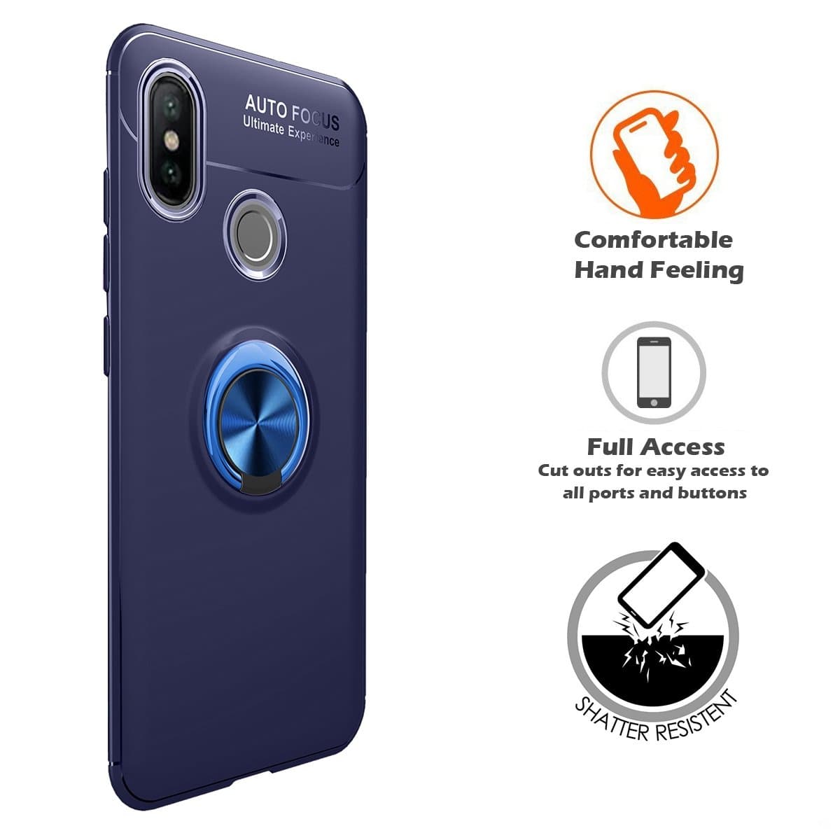 LIKESEA Xiaomi Mi 8 Case, 360 Degree Rotatable Bracket Shockproof Metal Buttonhole Bracket Case for Xiaomi Mi 8 - Sapphire