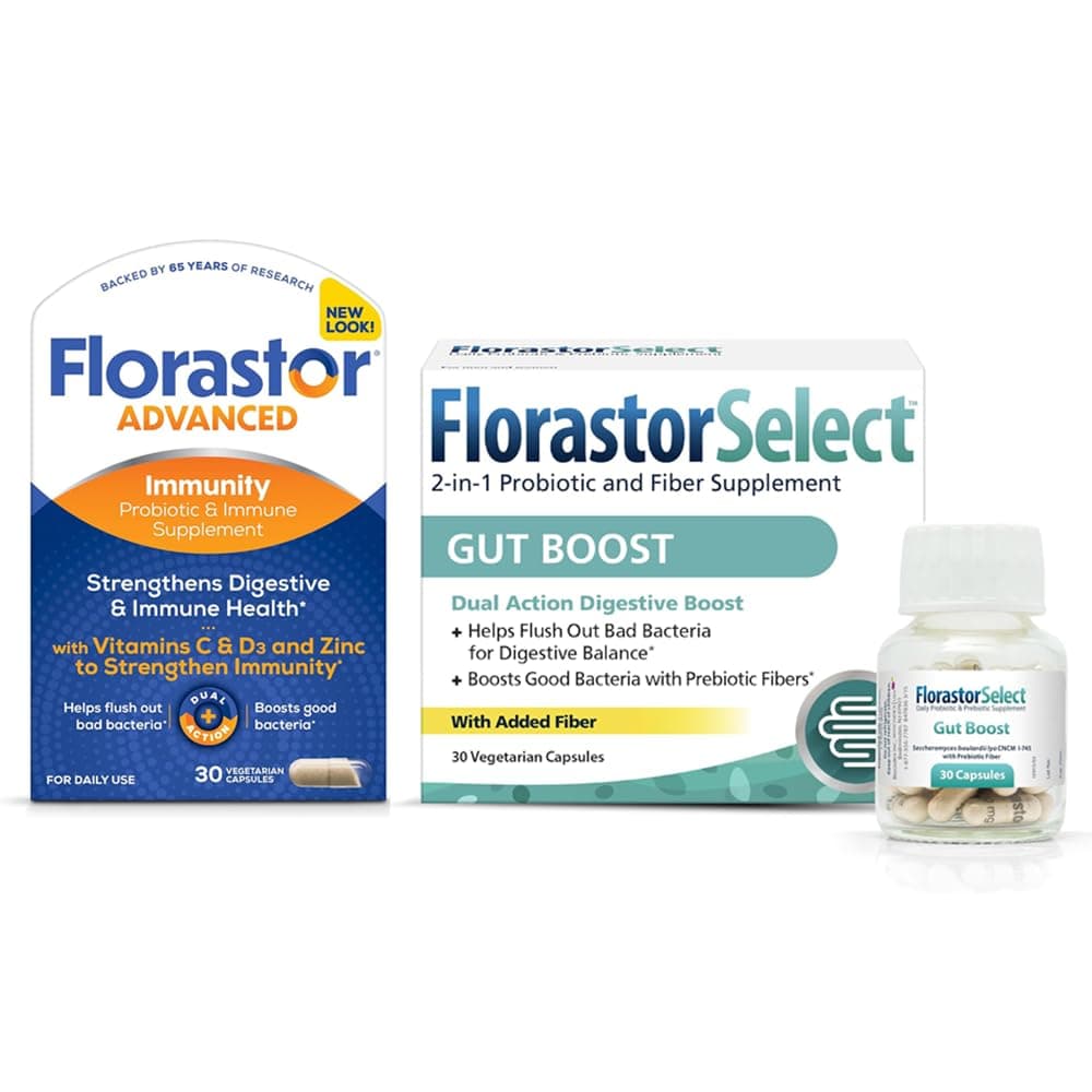 Gut & Immunity Boost Bundle - 30 ct. Gut Boost Daily Probiotic & Prebiotic + 30 ct. Immunity Boost & Support Daily Probiotic – Saccharomyces Bouldari for optimal Digestion & Immunity Support