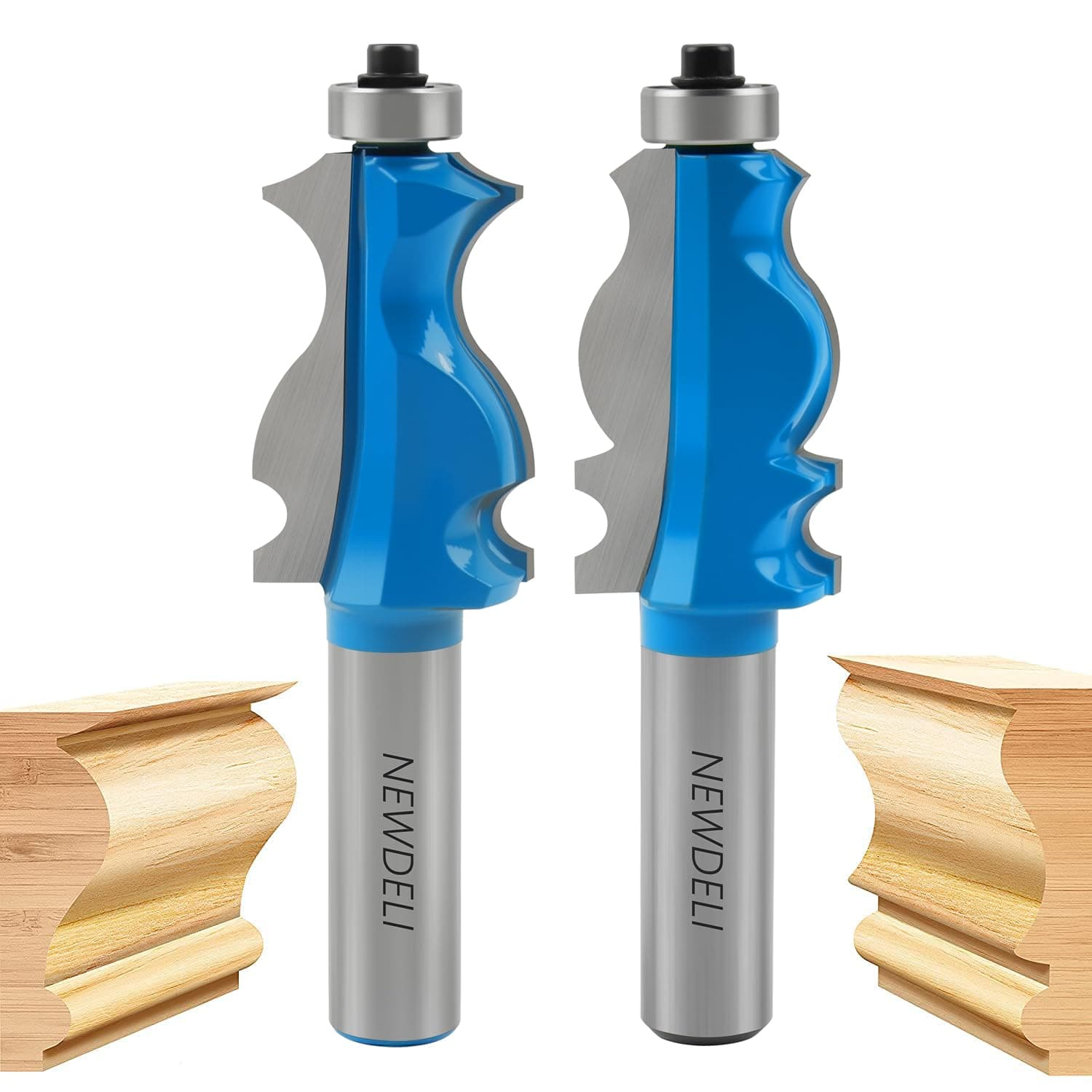 Newdeli 1/2 Shank Frame Router Bit Set, Corner Round Edge - Old Round Over Bead Router Bits for Woodworking