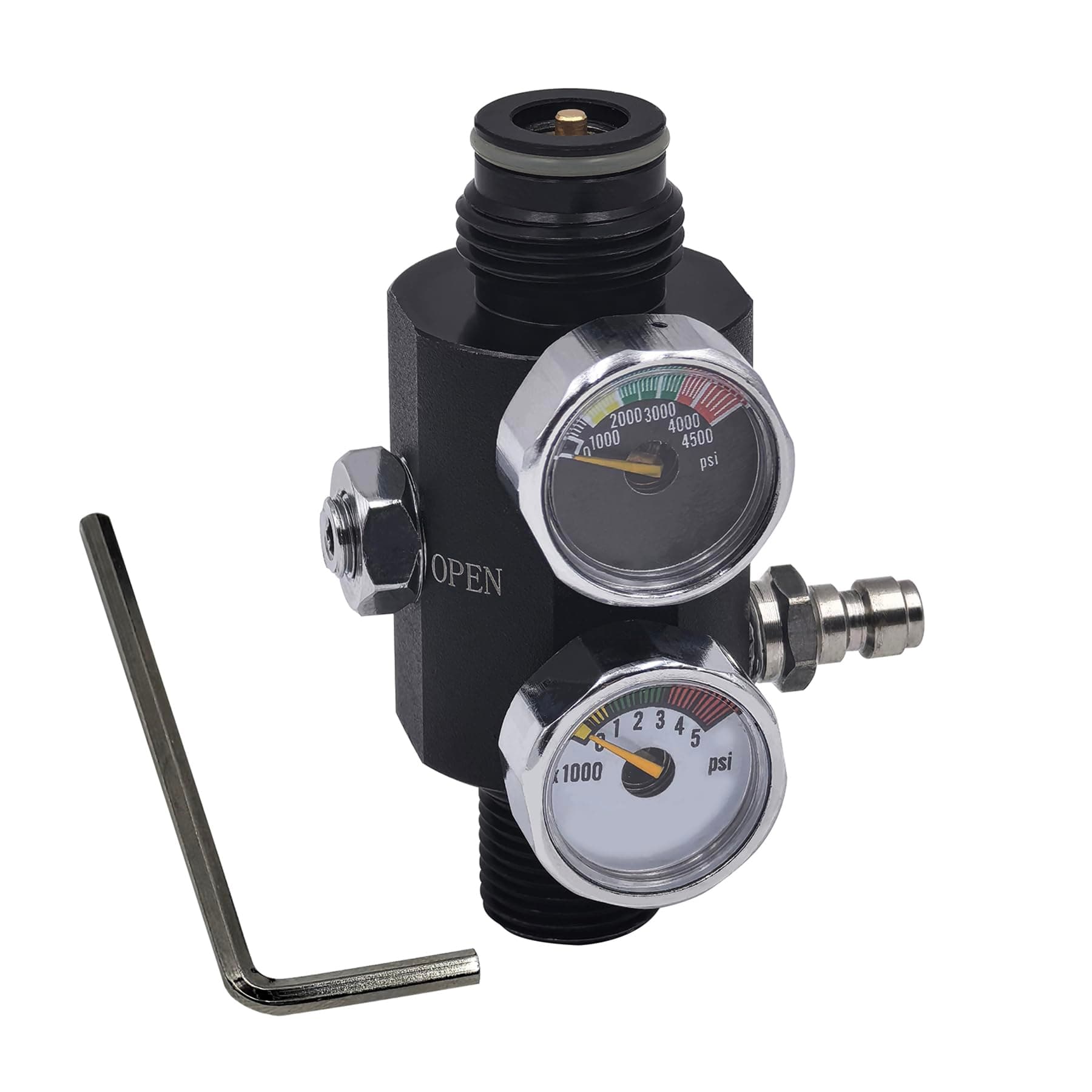 Adjustable Compressed Air Regulator Dual Gauge Pneumatic Air Valve Input 4500psi, Output 0 to 3000psi, M18*1.5, 5/8"-18UNF for Paintball Airsoft PCP (M18*1.5)