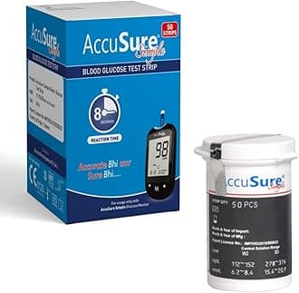 AccuSure Simple Blood Glucose Test Strip - 50 Strips