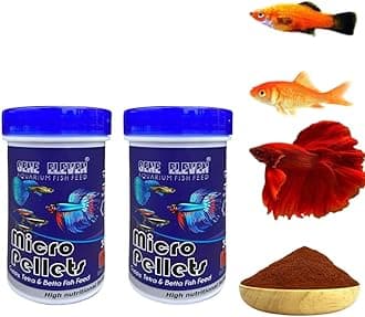 Premier Plants Aquarium Fish Food Micro Pellets Slow Sinking Fish Food for Gupp, Tetra, Barb and Betta Feed with 46% Protein (30 Gram 0.6 mm) Pack of 2,All Life Stages