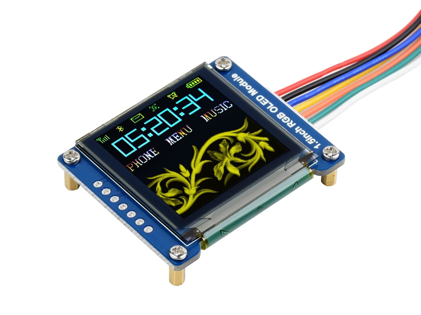 Waveshare 1.5inch RGB OLED Display Module 128x128 Pixels 16-bit High Color SPI Interface with Embedded Controller
