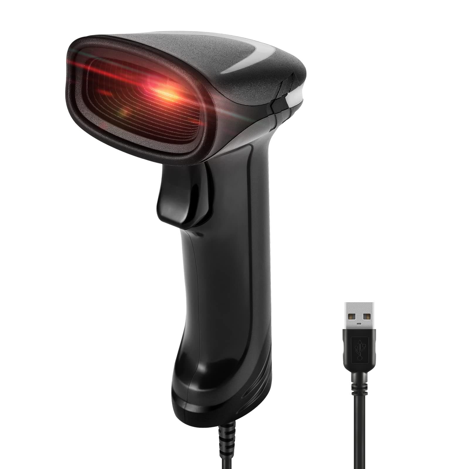 USB Laser Barcode Scanner Wired 2D Handheld Bar Code Scanner Reader for Supermarket, Convenience Store, Warehouse,Library-Black