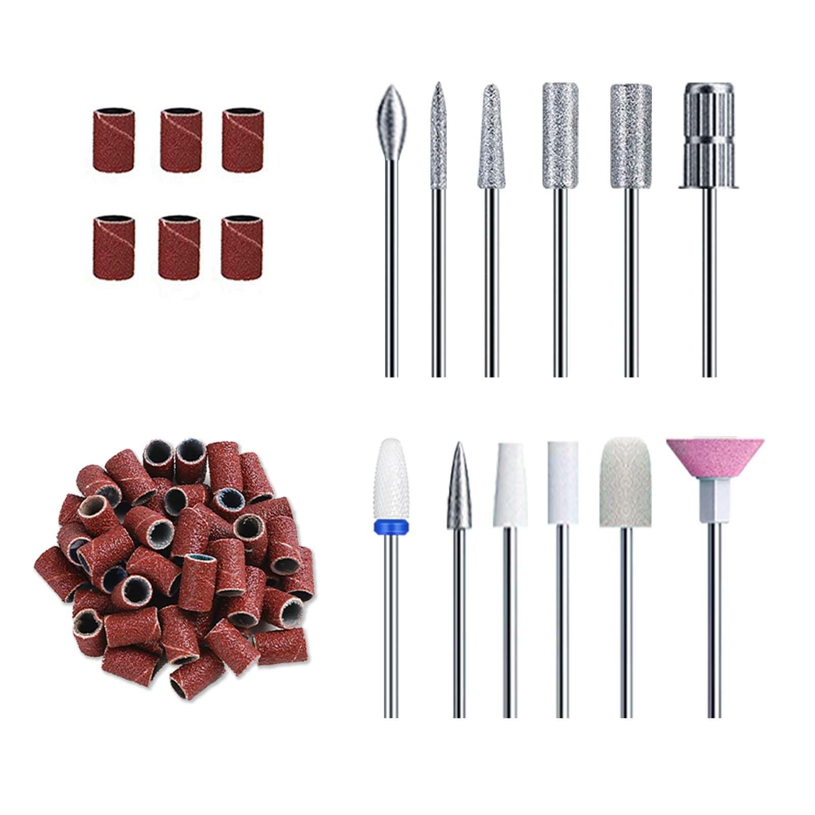 12pcs Nail Drill Bits Set for Manicure Pedicure, 3/32" Diamond Cuticle Electric Nail File and Ceramic Acrylic Gel Nail Bit Kit - Ideal for Home Salon Use AD3001
