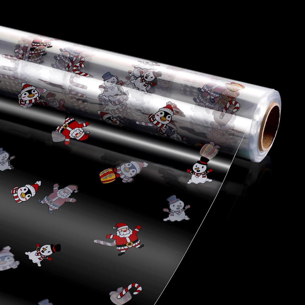 Christmas Cellophane Wrap Roll | Unfolded Width 80CM X 30M Santa Claus Pattern Paper Wrapper, 3 Mil Thicken Long Film Wrappings for Hampers, Flowers, Basket Packing Paper, Xmas Decor