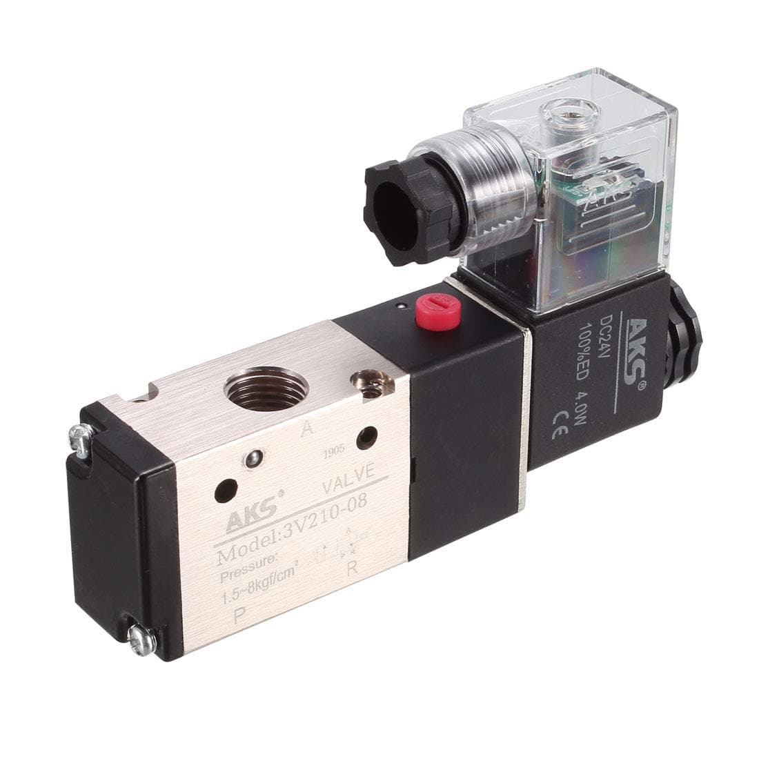 uxcellDC 24V 3 Way 2 Position 1/4" PT,Pneumatic Air Control NC Solenoid Valve Internally Single Piloted Acting Type,3V210-08