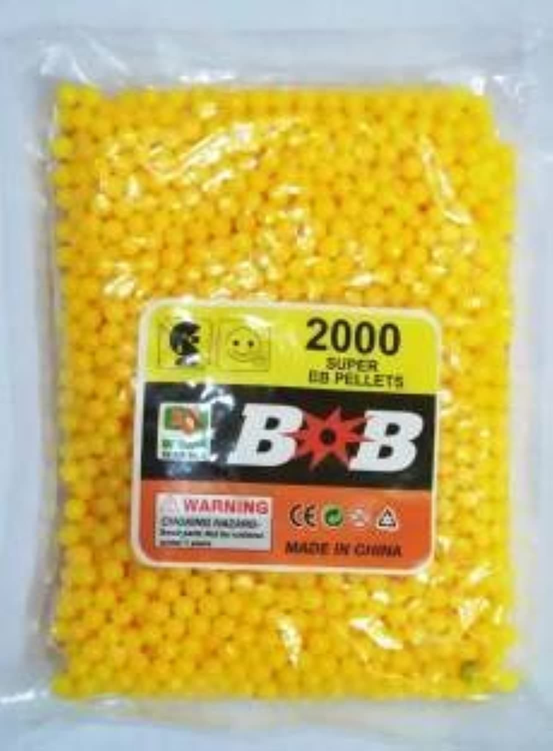 CloudNet India 6 MM Plastic BB Bullets for Toy Guns & Air Gun | 2000 Pcs | Yellow Colour