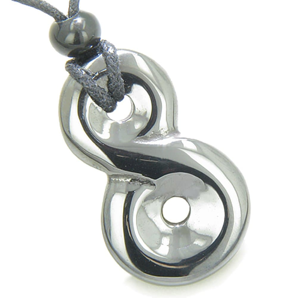 Infinity Magic Powers Knot Lucky Charm Protection Amulet Hematite Pendant Necklace