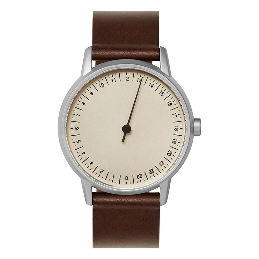 Round 06 - Dark Brown Leather, Silver Case, Crème Dial