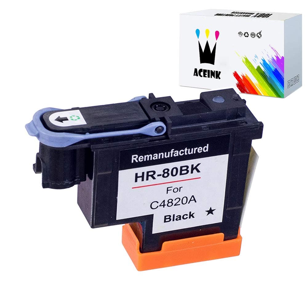 AceInk 1 Pack HP 80 Black Printhead with Latest Chips C4820A Compatible for HP DesignJet 1050c 1050c Plus 1055C 1055cm 1055cm Plus