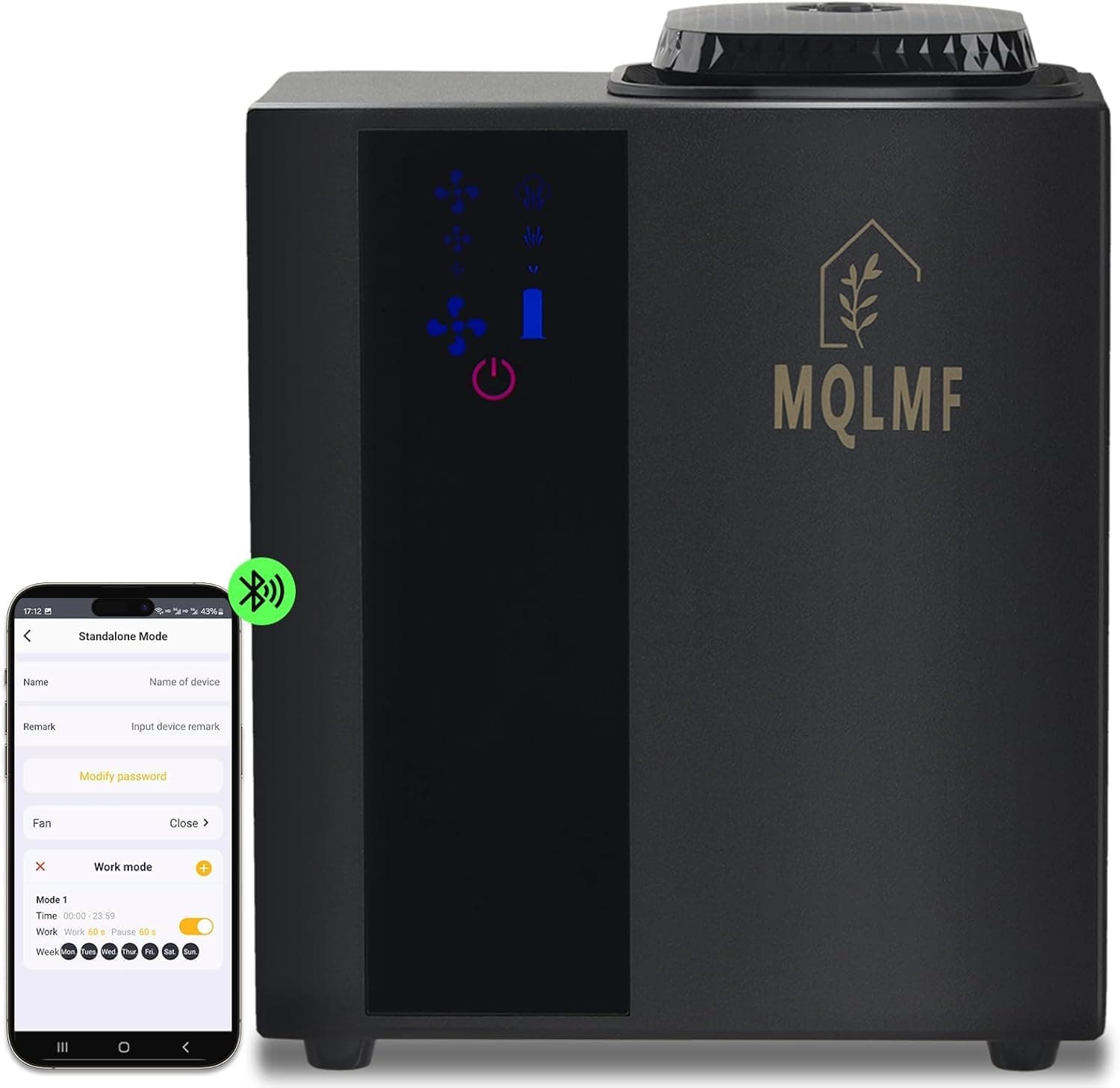 Smart Scent Diffuser Machine - 3500 Sq Ft,Bluetooth App,Ultra Quiet,Metal Structure,Scent Diffuser For Hvac,Waterless Air Machine - Black