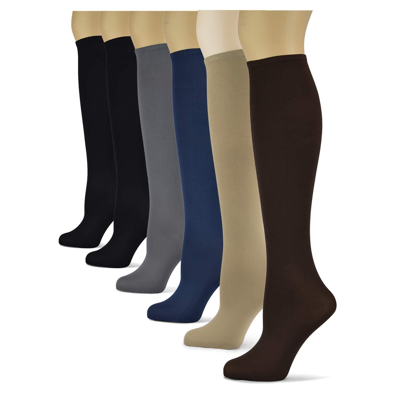 Silky Smooth Knee High Trouser Socks by Sox Trot | Thin Material | Made in USA (Solid Basics) 6 Pack