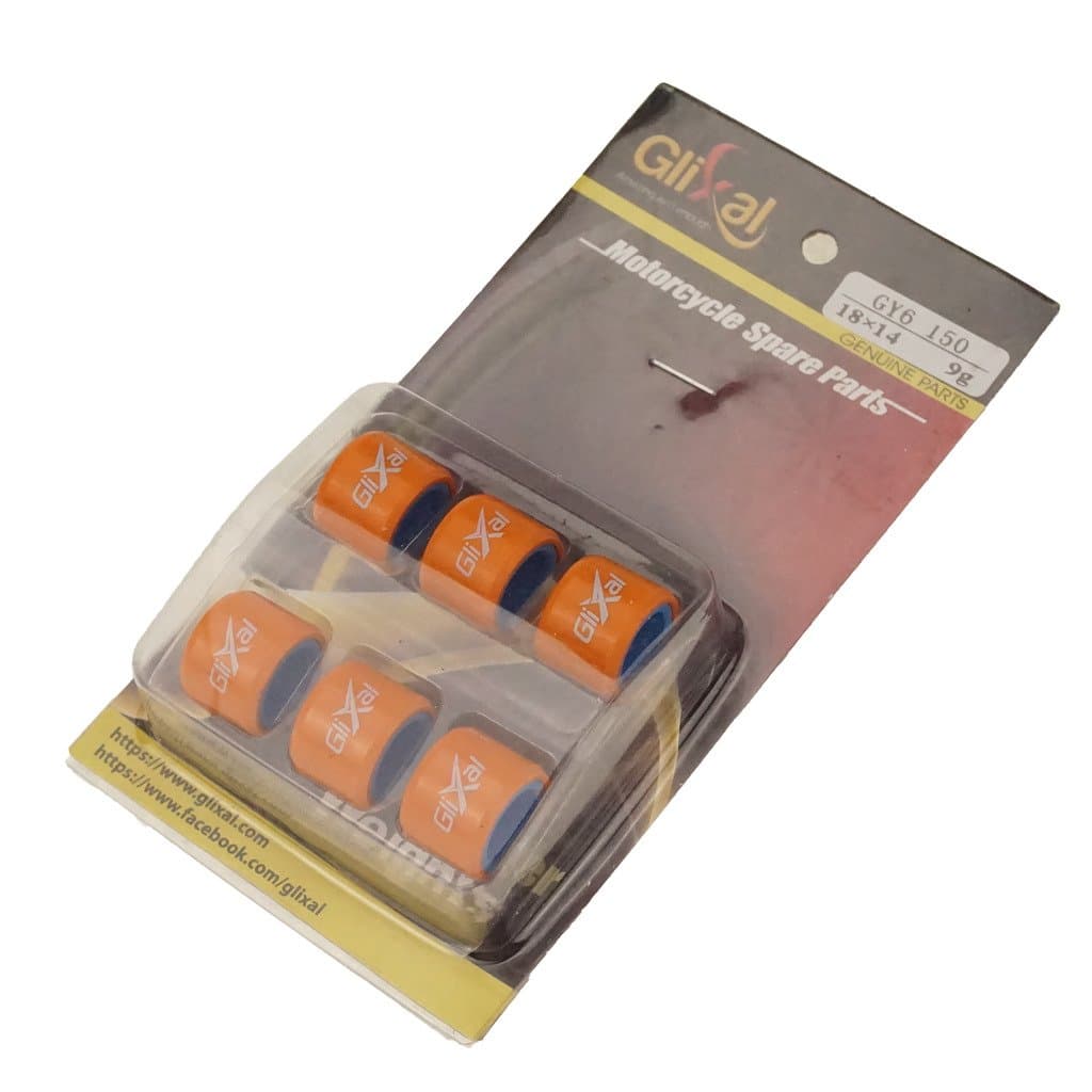 ATKS-04017 18x14mm High Performance Racing Variator Roller Weights Set 152QMI 157QMJ GY6 125cc 150cc Scooter Moped ATV Go-Kart (9 gram)