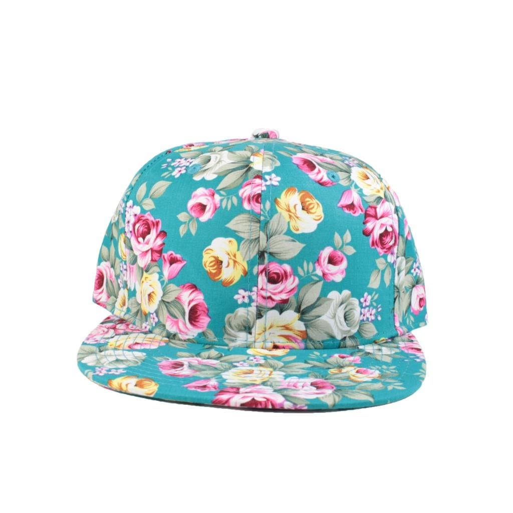 Teal All Over Print Floral Snapback