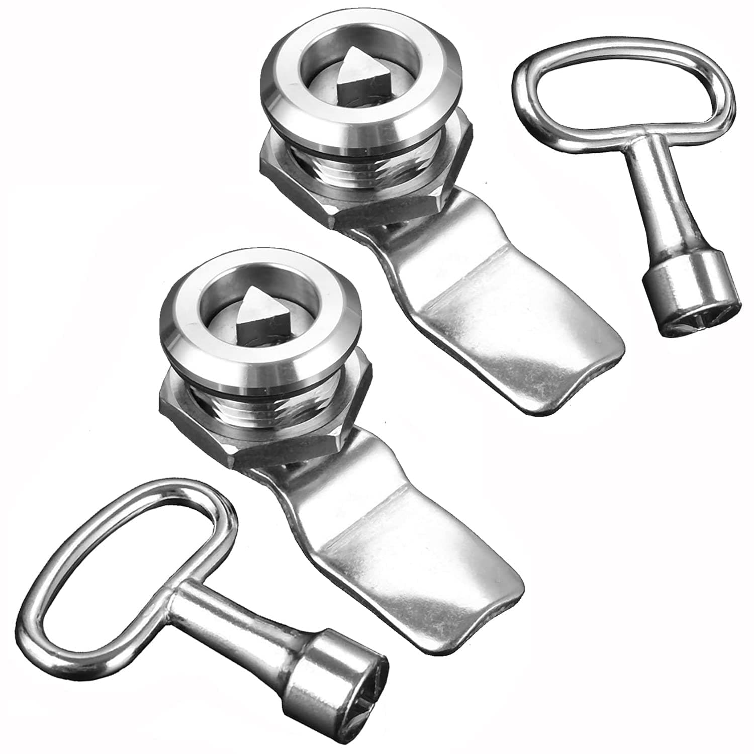 Electric Meter Box Latch -Gas Meter Box Lock with Triangle Key - Threaded Cam Lock,Secure Your Valuables for Mailbox, Cabinet, and Furniture - 2 Pack (18MM)