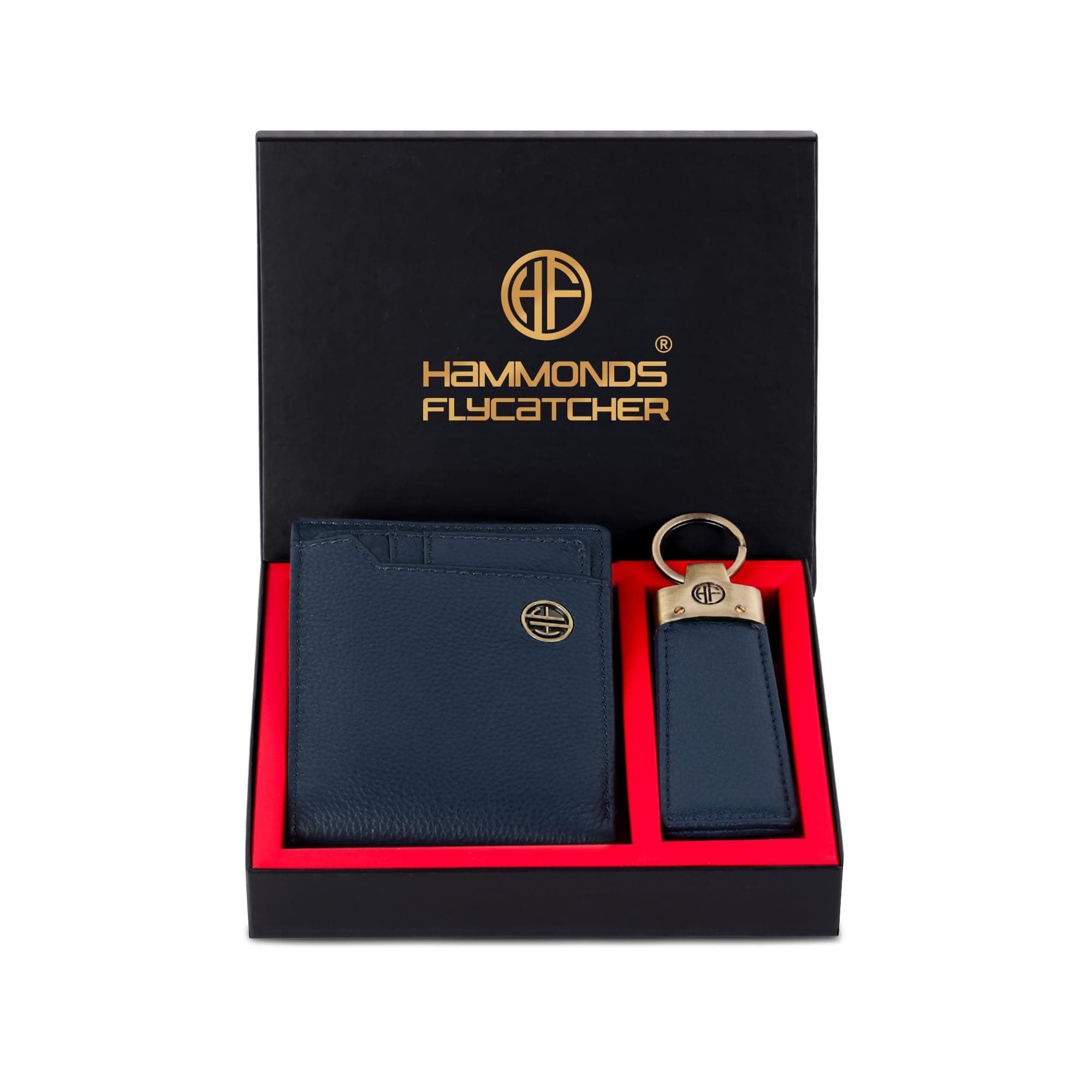 HAMMONDS FLYCATCHER Men Leather Gift Combo - Wallet Keyring Combo - Wallet Leather Original - Birthday Special & Unique Gift Ideas for Husband, Boyfriend, Teachers, Father, Blue