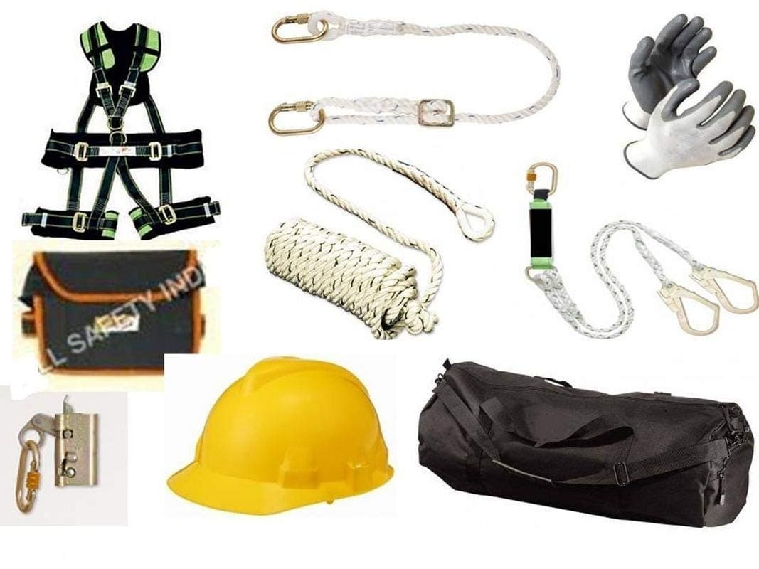 A&BG Polyester Safety Harness 100 Mtr Rope Tower Climbing Kit, Multicolour