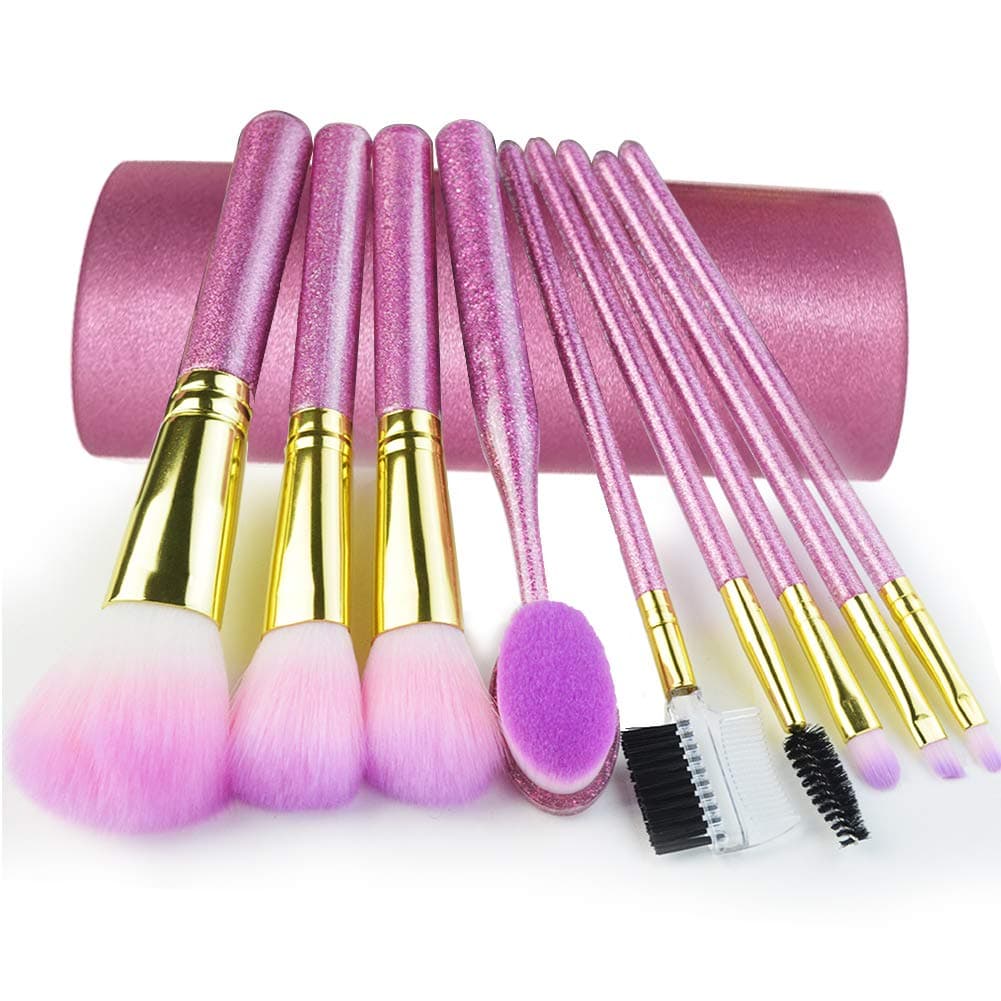 Easthost Makeup Brushes Set Foundation Eyeshadow Concealer Blusher Powder Eyebrow Makeup Brush Tools Kit with Case Holder (9 PCS)