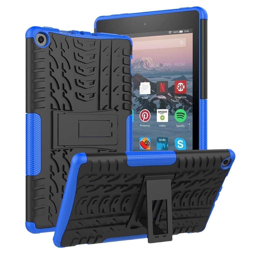 ROISKIN Case for All-New Amazon Fire HD 8 Tablet (7th / 8th Gen, 2017/2018 Release) - [Heavy Duty] Shockproof Full Body Rugged Hybrid Cover with Kickstand, BLUE