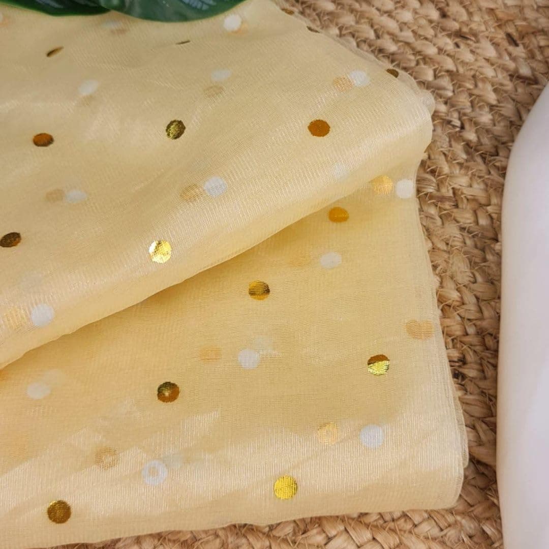 SATYAM KRAFT 10 Meter Multipurpose Net Fabric Cloth for Birthday, Wedding, Valentine, Party, Event, Stage Backdrop, Pooja Background, Tent, Mandap & Festive Decoration Item (Golden)