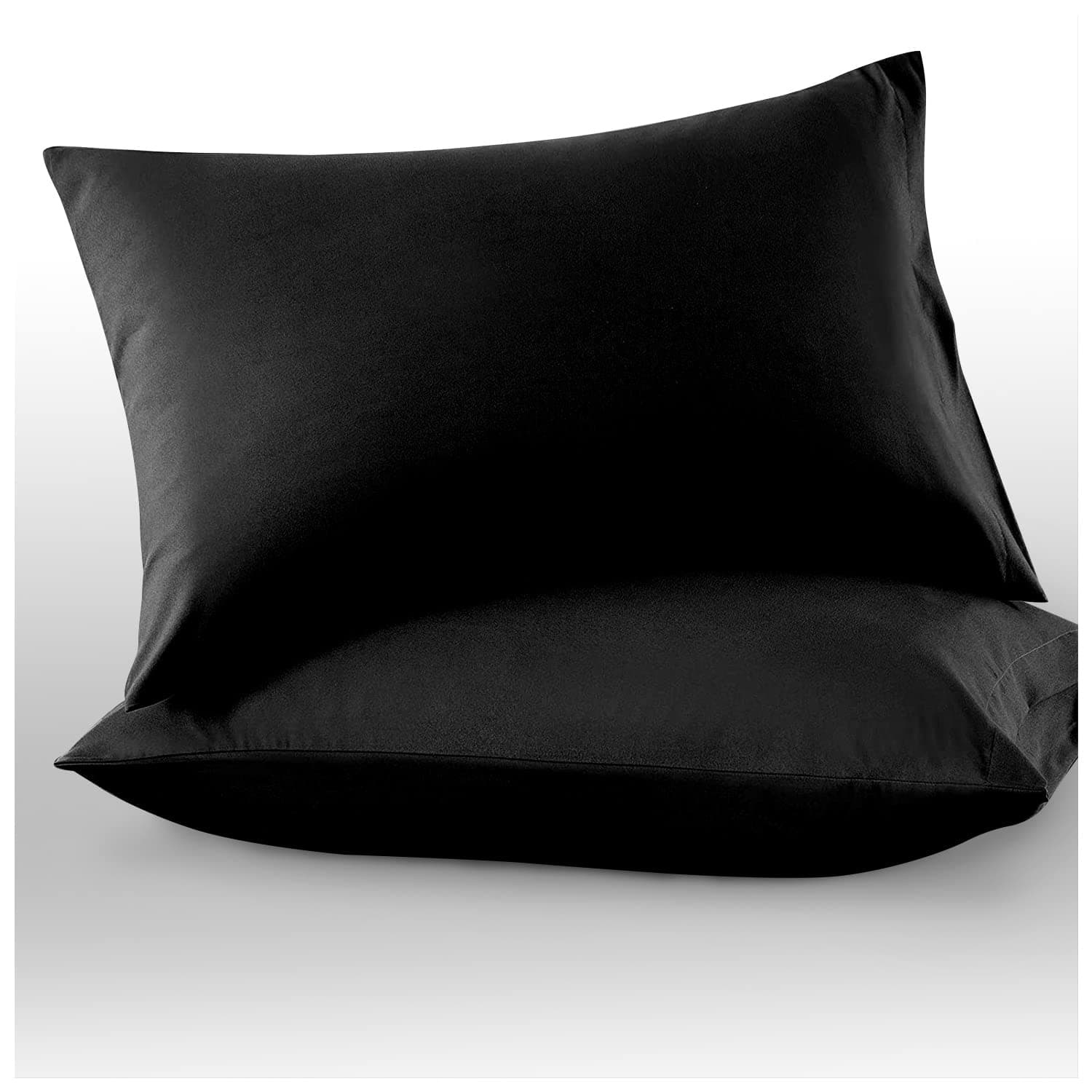 GC GAVENO CAVAILIA Microfiber Pillow Cases 2 Pack - Plain Dyed Housewife Pillowcases - Black - (74x48 cm)