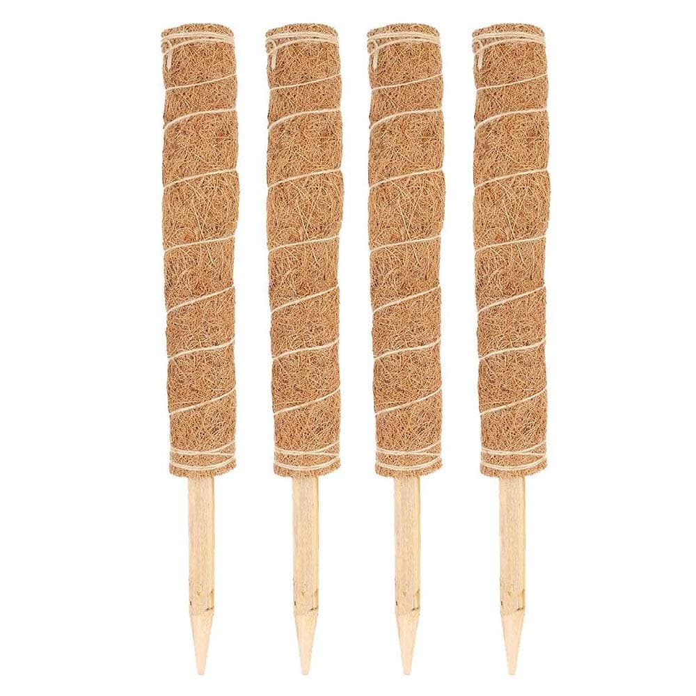 Anself- Support Pole, Anself 4Pcs 450mm Coir Totem Pole Moss Stick Fibre Plant Climbing Plant Support Totem Pole for Plant Support Extension