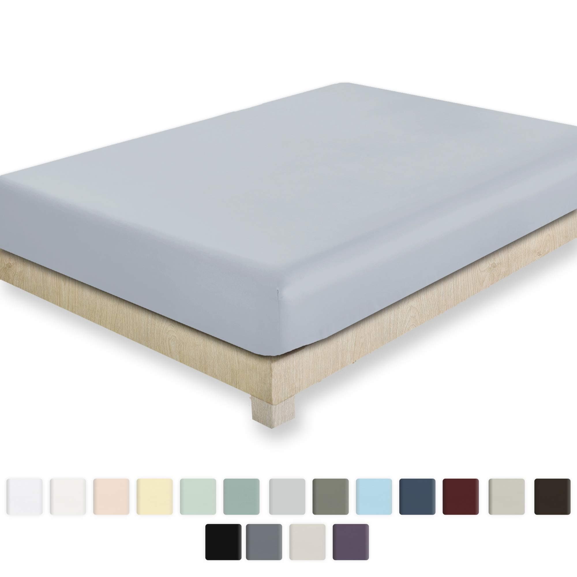 Full Size Deep Pocket Fitted Sheet Soft, 100% Cotton, 400 Sateen, No Pop-Off Elastic, Deep Pocket, Durable Cooling Fitted Sheet Head & Foot Tags (Full, Silver Gray)