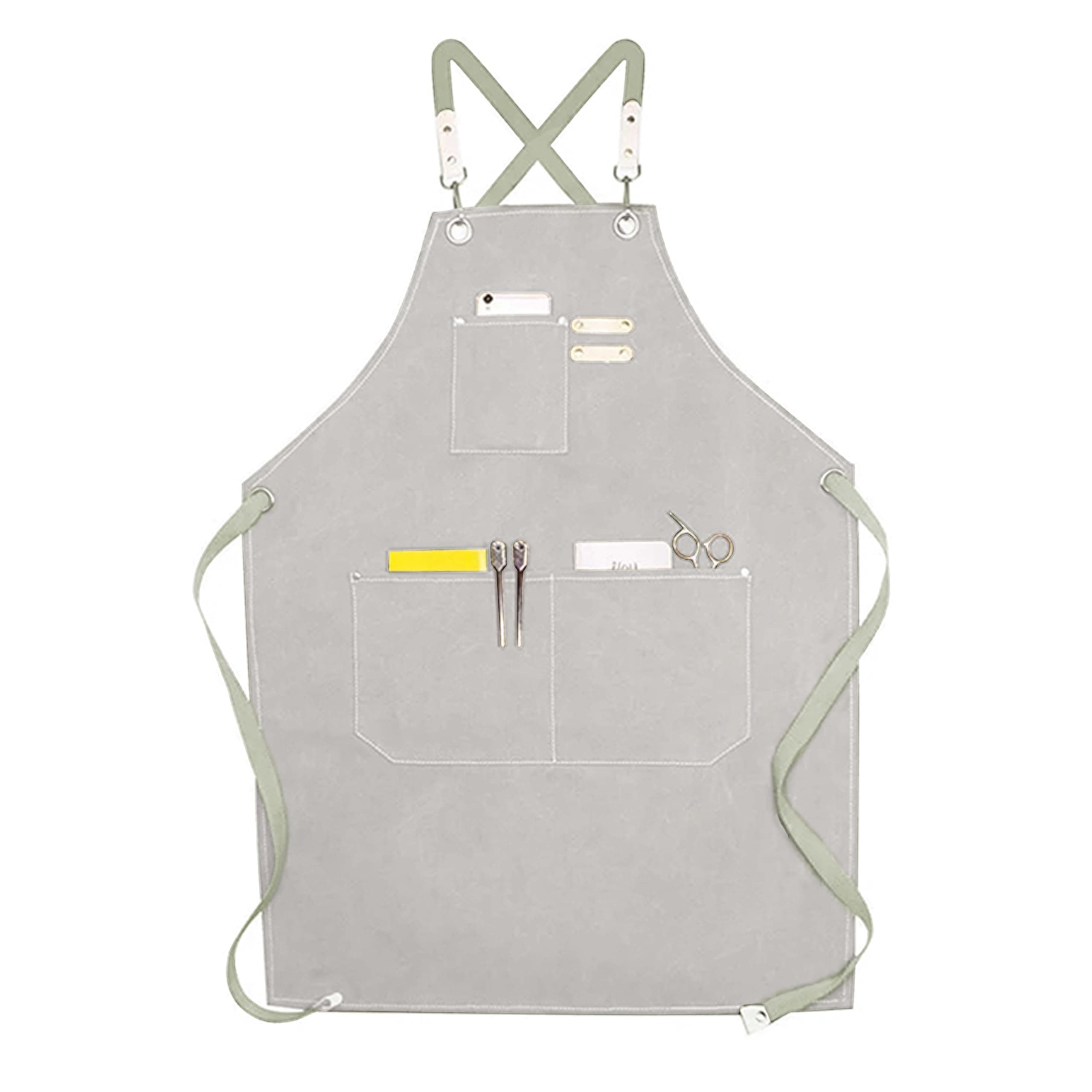 Chef Apron Cotton Canvas Cross Back Adjustable Apron with 3 Pockets Waterdrop Resistant | for Chef, Artist Painting, Baker, Barista, Bartender, Restaurant, BBQ Aprons for Unisex