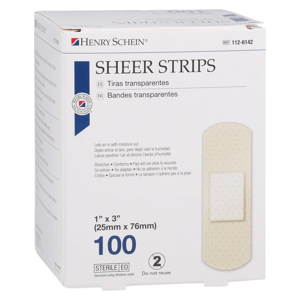 1" x 3" Flexible Plastic Bandage Strips, Clear, Pack of 100