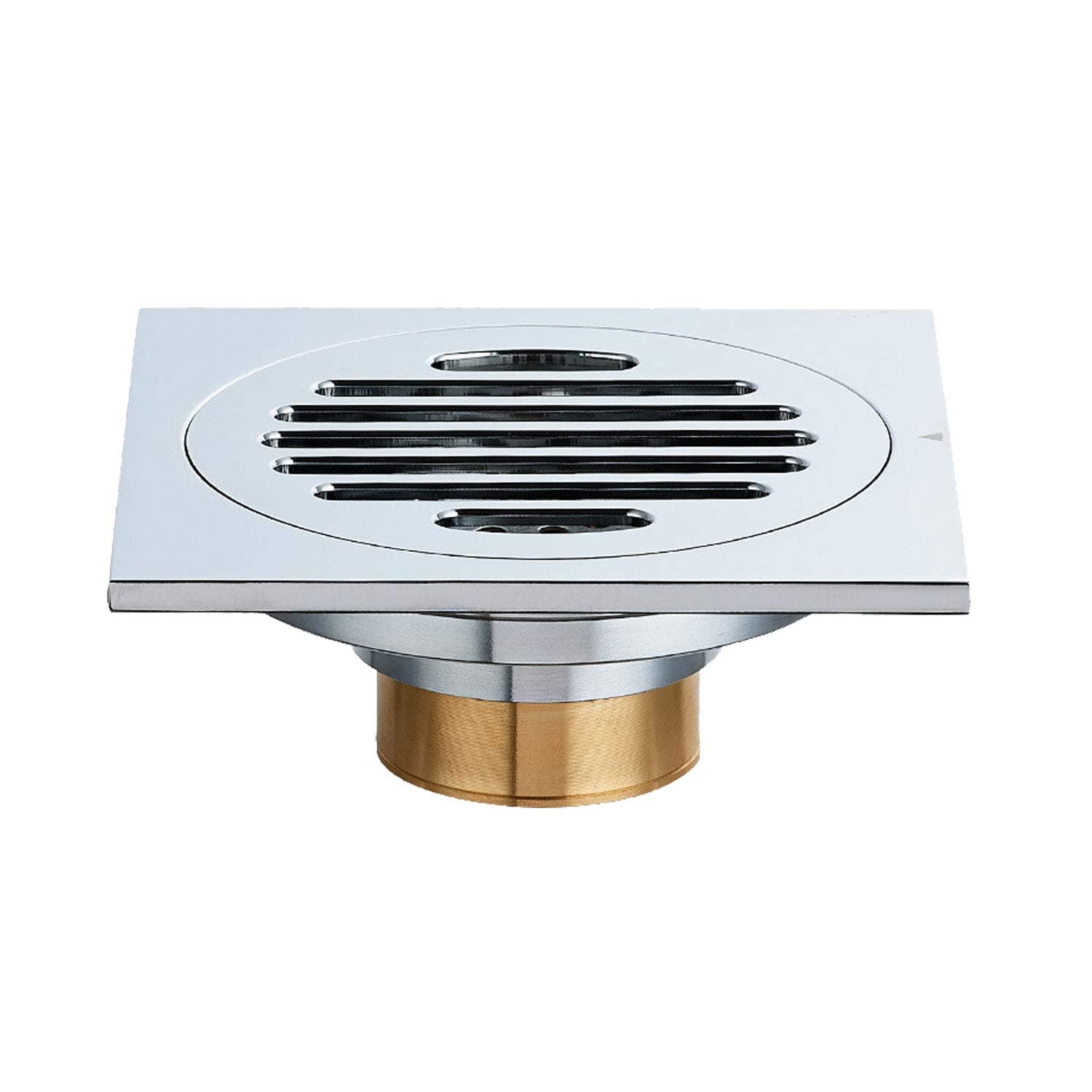 4 inch Square Shower Drain,PartsExtra Tile Insert Floor Drainer with Removable Cover Grate, Made of Solid Brass Chrome Finish
