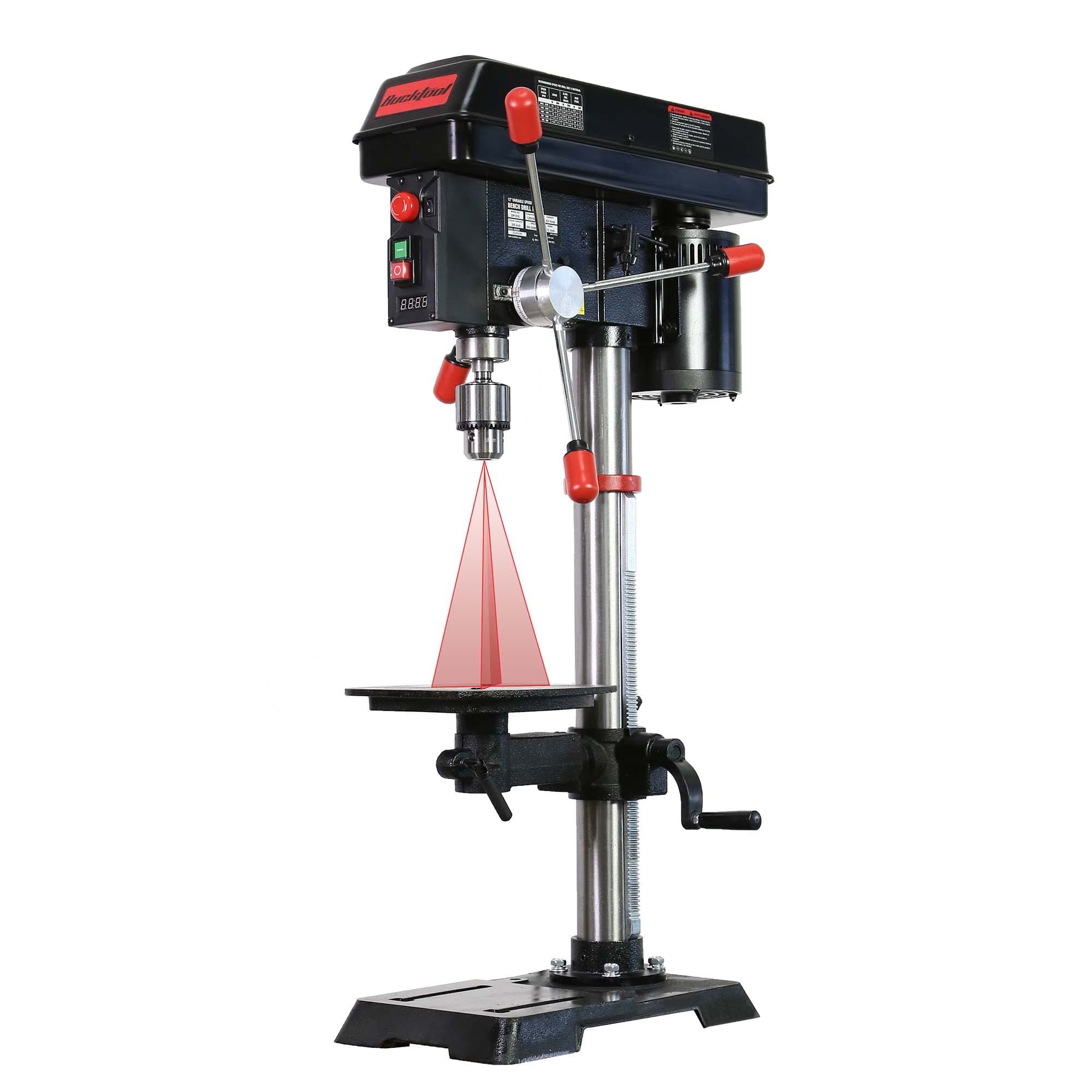 12 INCH 6.2A Professional Bench Drill Press, 3/4HP Powerful Benchtop Drill Press, Variable Speed Drill Press with IIIA Laser and Work Light