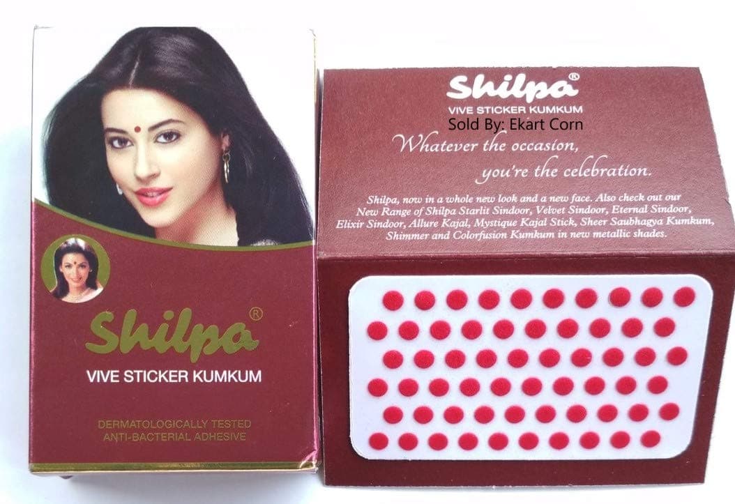 Shilpa Vive Sticker bindi (Ekart Corn) Red Size-7 (Pack of 15 Unit) Dermatologically Tested Bindi