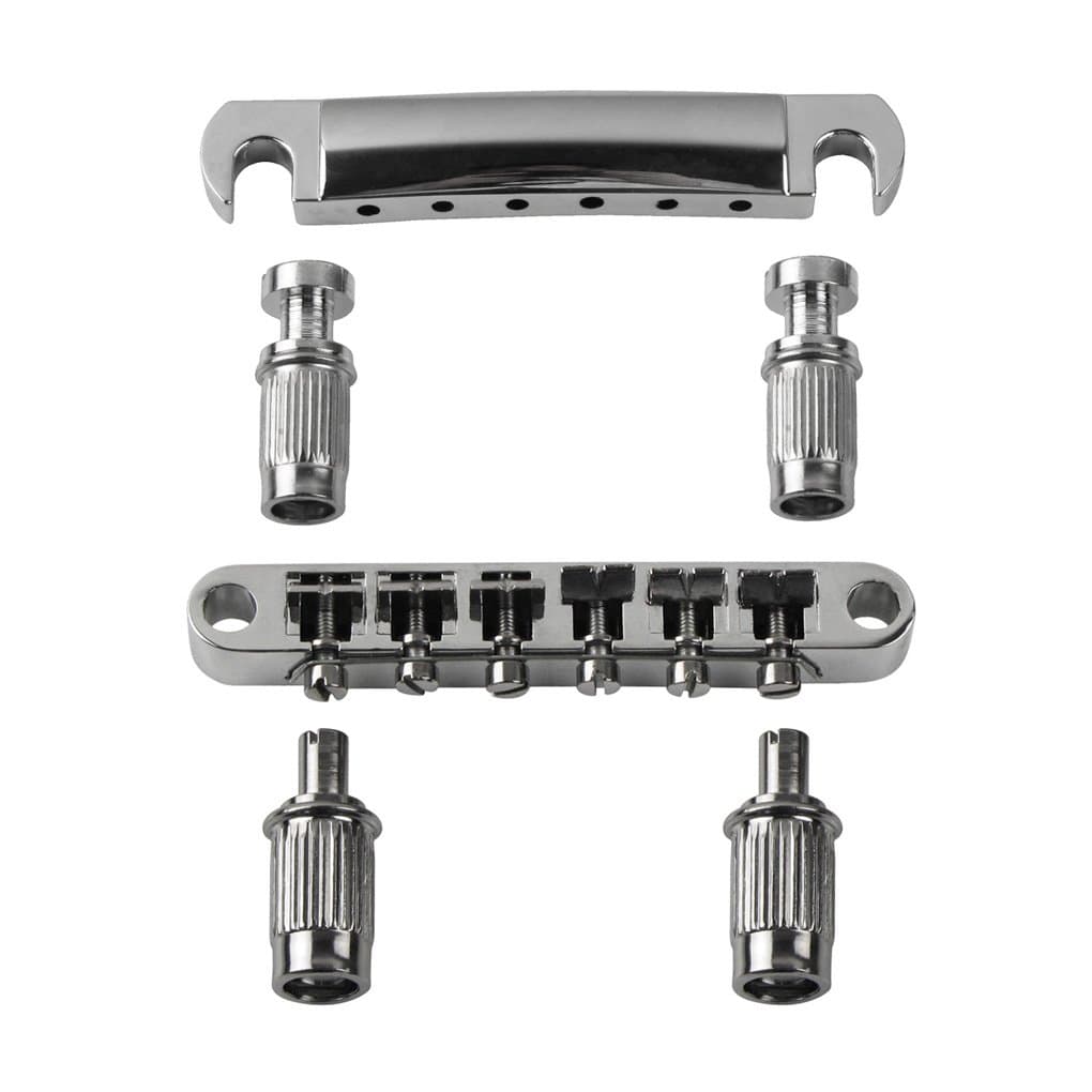 FLEOR Electric Guitar Bridge & Tailpiece with Studs Set Fit LP Style Guitar Part, Chrome