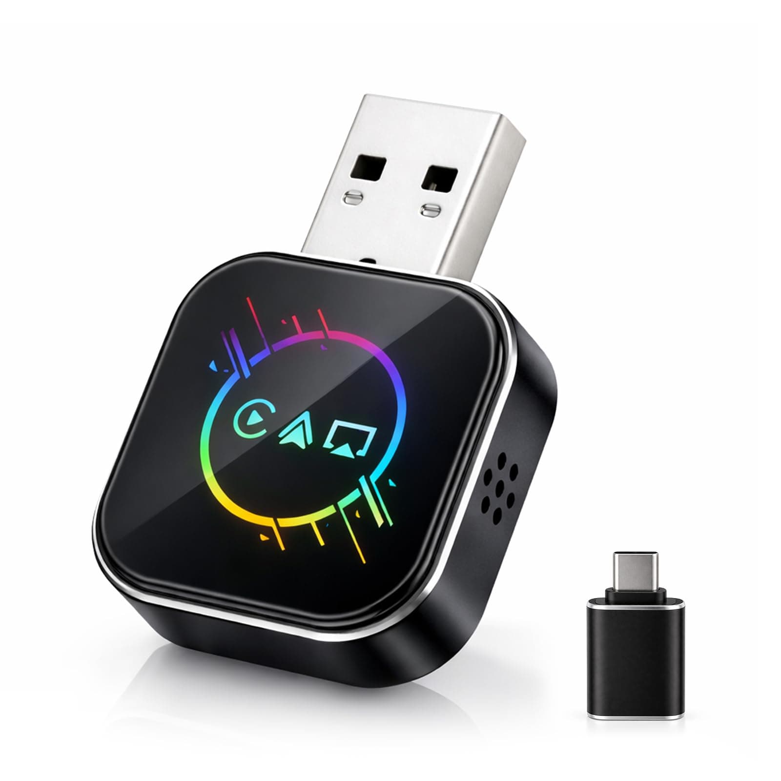 ELECROW Wireless CarPlay Adapter for iPhone&Android - 3 in 1 Dual Band WiFi 2.4G/5G & Bluetooth 5.3 Airplay Mirror Link CarPlay Dongle with USB-A/Type-C Port, Plug & Play, OTA Update