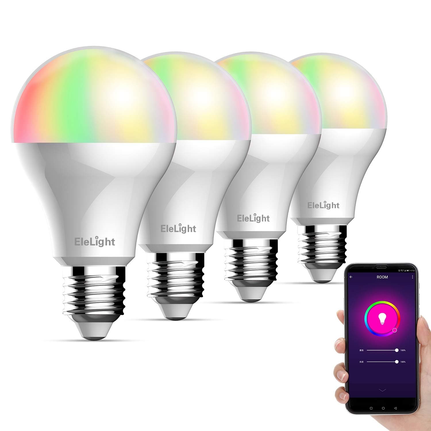 Smart WiFi Bulb LED Light Bulb Color Changing Dimmable Night Light Party Bulbs for Living Room, Bedroom, and Kitchen etc. - 4 Packs